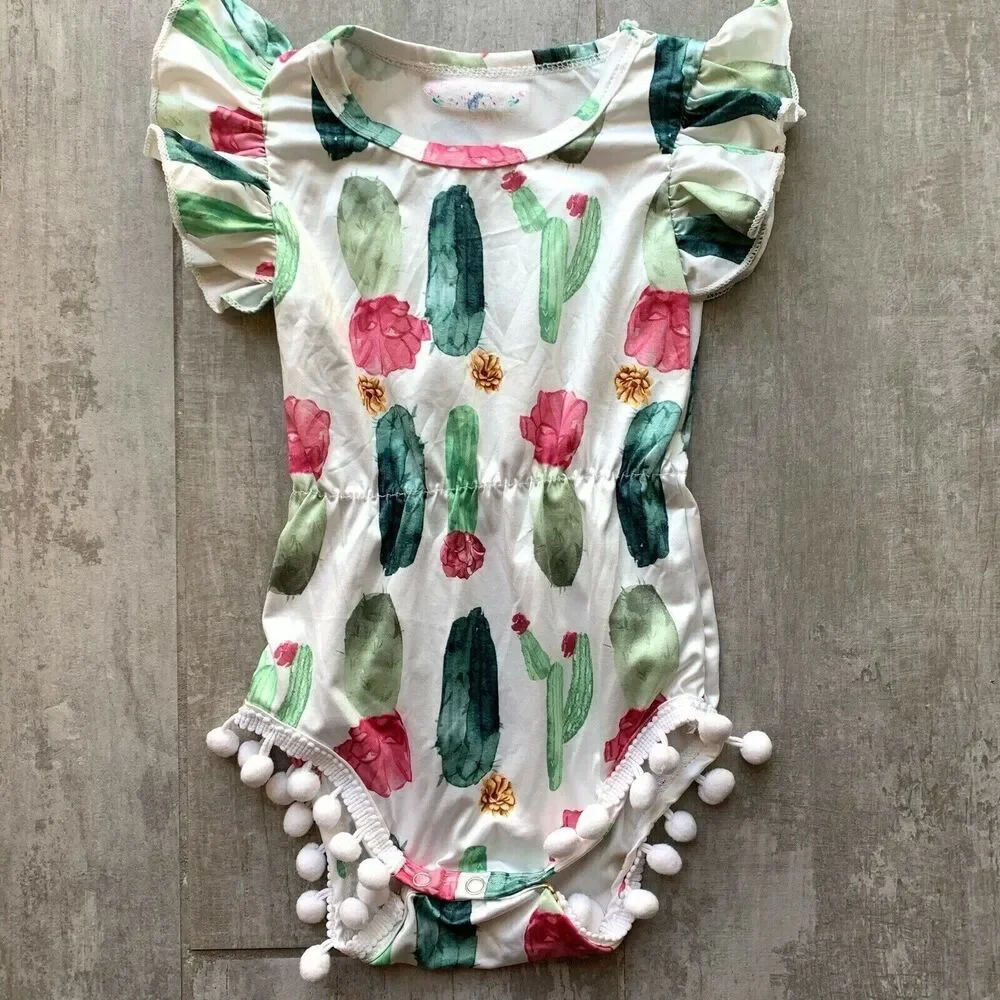 Baby Girl Toddler Romper Jumpsuit Boho NEW Cactus Tassel Outfit Summer 18-24 M